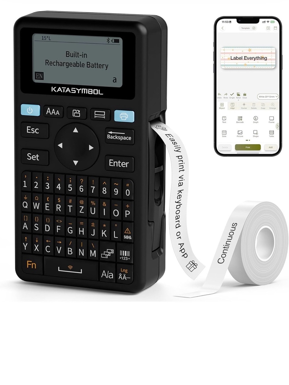 New Open Box SUPVAN E11 Bluetooth Label Maker Machine, Support Keyboard & App